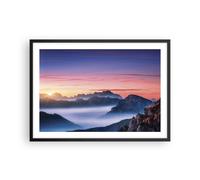 Cuadro Poster de Pared 70x50cm Póster Marco Oeste El Sol Montañas Wall Art