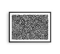 Cuadro Poster de Pared 70x50cm Póster Marco Op Art. Negro Blanco Wall Art Prints
