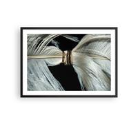 Cuadro Poster de Pared 70x50cm Póster Marco Pluma Romántico Matrimonio Wall Art