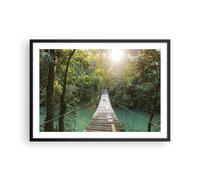 Cuadro Poster de Pared 70x50cm Póster Marco Puente Cuerda Selva Wall Art Prints