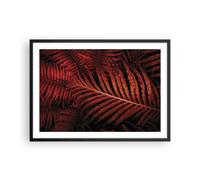 Cuadro Poster de Pared 70x50cm Póster Marco rojo hojas palmeras Wall Art Prints