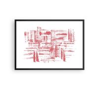Cuadro Poster de Pared 70x50cm Póster Marco rojo textura patrón Wall Art Prints