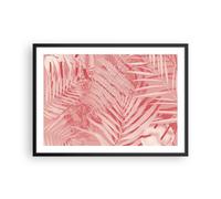 Cuadro Poster de Pared 70x50cm Póster Marco Rosa Hojas Palmeras Wall Art Prints