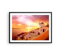 Cuadro Poster de Pared 70x50cm Póster Marco Santorini Grecia vacaciones Wall Art