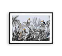 Cuadro Poster de Pared 70x50cm Póster Marco Selva Animales Tucanes Wall Art