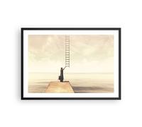 Cuadro Poster de Pared 70x50cm Póster Marco Símbolo Mujer Escalera Wall Art