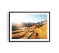 Cuadro Poster de Pared 70x50cm Póster Marco Sol Montañas Camino Wall Art Prints