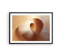 Cuadro Poster de Pared 70x50cm Póster Marco Tridimensional Espiral Marrón Art