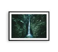 Cuadro Poster de Pared 70x50cm Póster Marco Trópicos Cascada Selva Wall Art