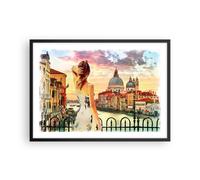 Cuadro Poster de Pared 70x50cm Póster Marco Venecia puente agua Wall Art Prints