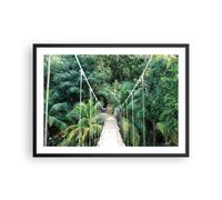 Cuadro Poster de Pared 70x50cm Póster Marco Zona intertropical selva puente Art