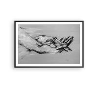 Cuadro Poster de Pared 91x61cm Marco Escrito A Mano Manos Blanco Y Negro Art