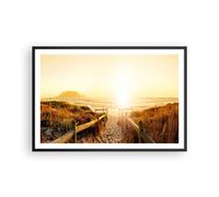 Cuadro Poster de Pared 91x61cm Marco la salida del sol onda isla océano Art