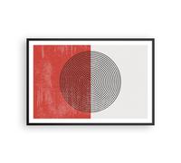 Cuadro Poster de Pared 91x61cm Póster Marco Abstracción Blanco-Rojo Círculos Art