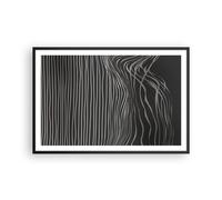Cuadro Poster de Pared 91x61cm Póster Marco Abstracción Rayas Blanco Y Negro Art