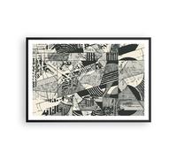 Cuadro Poster de Pared 91x61cm Póster Marco Abstracción Vintage Negro Wall Art