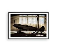 Cuadro Poster de Pared 91x61cm Póster Marco Airplain Hangar vuelo histórico Art
