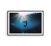 Cuadro Poster de Pared 91x61cm Póster Marco Aletas Fondo Buzo Wall Art Prints