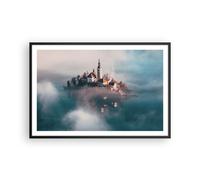 Cuadro Poster de Pared 91x61cm Póster Marco Alpes Bled Iglesia Wall Art Prints