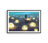 Cuadro Poster de Pared 91x61cm Póster Marco barco agua cuento de hadas Wall Art
