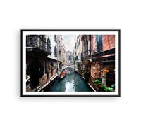 Cuadro Poster de Pared 91x61cm Póster Marco Barco puente turismo venecia Art