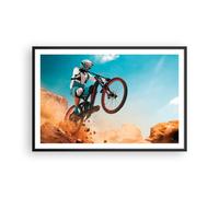 Cuadro Poster de Pared 91x61cm Póster Marco bicicleta deporte casco Wall Art
