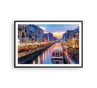 Cuadro Poster de Pared 91x61cm Póster Marco Canal Grande Tarde Wall Art Prints