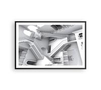 Cuadro Poster de Pared 91x61cm Póster Marco Ciencia Ilusión Escaleras Wall Art