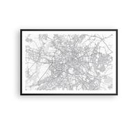 Cuadro Poster de Pared 91x61cm Póster Marco Ciudad Mapa Berlín Wall Art Prints