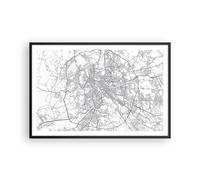 Cuadro Poster de Pared 91x61cm Póster Marco Ciudad Mapa Roma Wall Art Prints