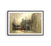 Cuadro Poster de Pared 91x61cm Póster Marco ciudad mujer amante Wall Art Prints