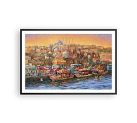 Cuadro Poster de Pared 91x61cm Póster Marco Colores Ciudad Turquía Wall Art