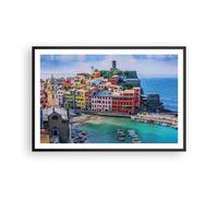 Cuadro Poster de Pared 91x61cm Póster Marco Colores Edificios Italia Wall Art
