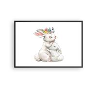 Cuadro Poster de Pared 91x61cm Póster Marco Conejo Liebre Infantil Wall Art