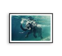 Cuadro Poster de Pared 91x61cm Póster Marco elefante animal agua Wall Art Prints