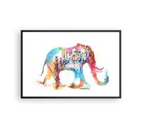 Cuadro Poster de Pared 91x61cm Póster Marco Elefante India étnico cultura Art