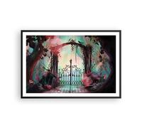 Cuadro Poster de Pared 91x61cm Póster Marco Fantasía Puerta Jardín Wall Art