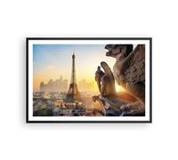 Cuadro Poster de Pared 91x61cm Póster Marco Gárgolas Torre Eiffel Wall Art