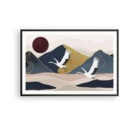 Cuadro Poster de Pared 91x61cm Póster Marco Grúas Montañas Sol Wall Art Prints