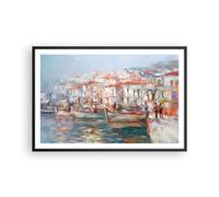 Cuadro Poster de Pared 91x61cm Póster Marco Isla Barcos Puerto Wall Art Prints