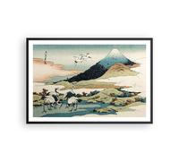 Cuadro Poster de Pared 91x61cm Póster Marco Japón Grullas Imagen Wall Art Prints