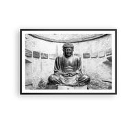 Cuadro Poster de Pared 91x61cm Póster Marco Japonés Buda Estatua Wall Art Prints