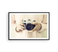 Cuadro Poster de Pared 91x61cm Póster Marco La Cámara Retro Fotografía Wall Art