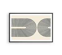 Cuadro Poster de Pared 91x61cm Póster Marco Líneas Óvalo Minimalismo Wall Art