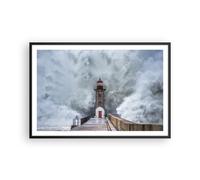 Cuadro Poster de Pared 91x61cm Póster Marco Linterna Mar Tormenta Wall Art