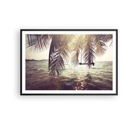 Cuadro Poster de Pared 91x61cm Póster Marco mar palmera agua Wall Art Prints
