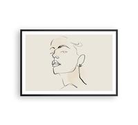Cuadro Poster de Pared 91x61cm Póster Marco Minimalismo Retrato Línea Wall Art