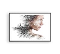 Cuadro Poster de Pared 91x61cm Póster Marco Mujer Doble Exposición Wall Art