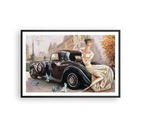 Cuadro Poster de Pared 91x61cm Póster Marco mujer retro estilo Wall Art Prints
