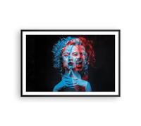 Cuadro Poster de Pared 91x61cm Póster Marco Negro Mujer Emociones Wall Art